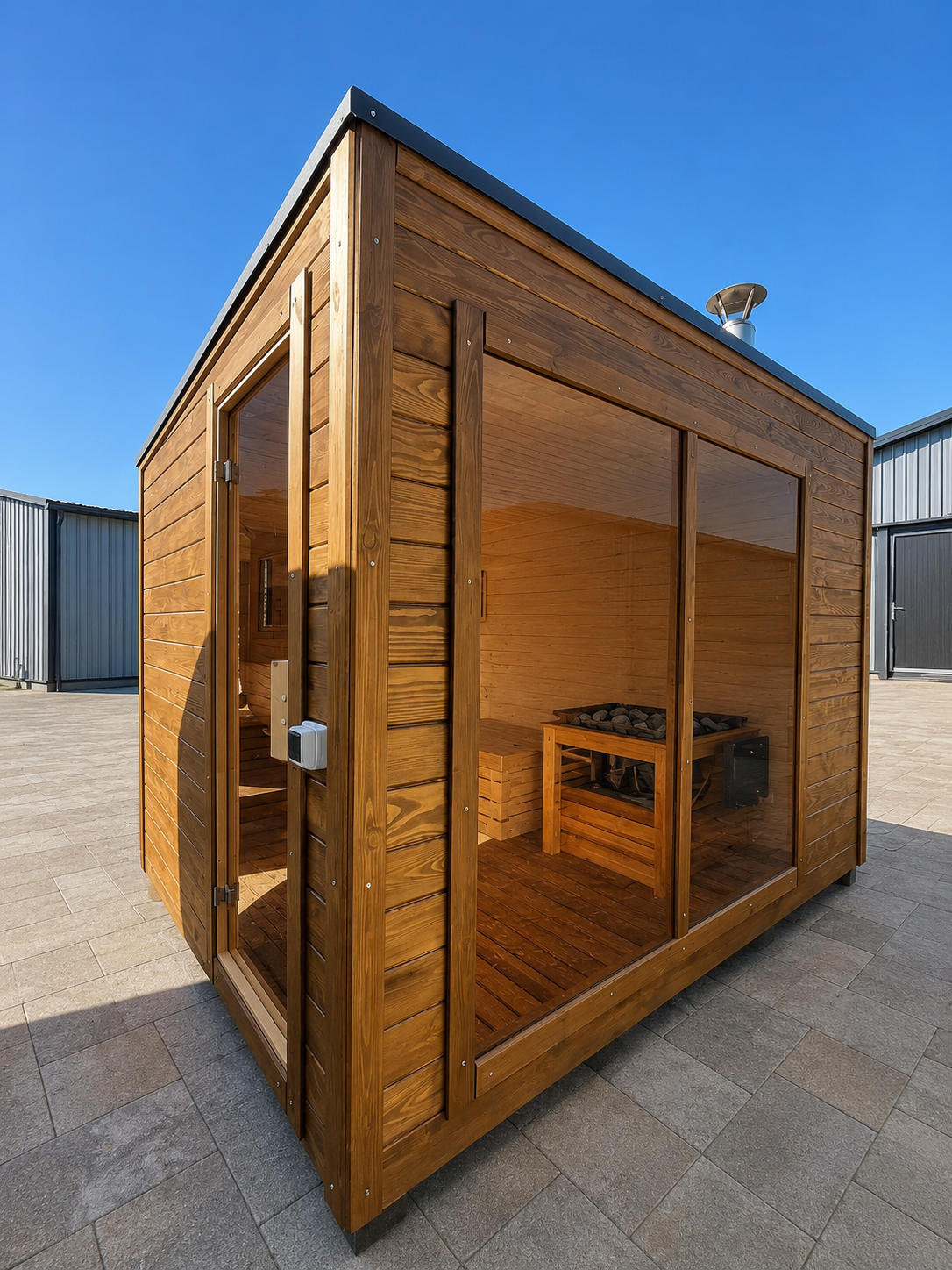 Aussensauna nach Mass – Fass-, Quadro- & Panoramasauna