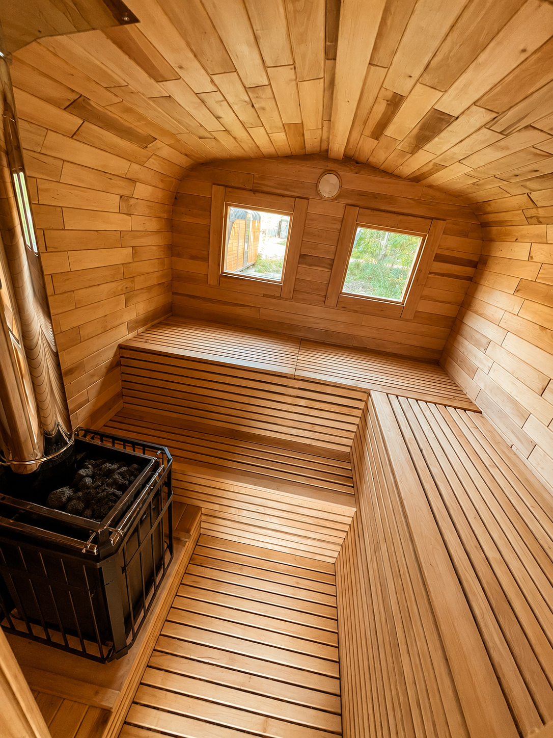 Aussensauna nach Mass – Fass-, Quadro- & Panoramasauna