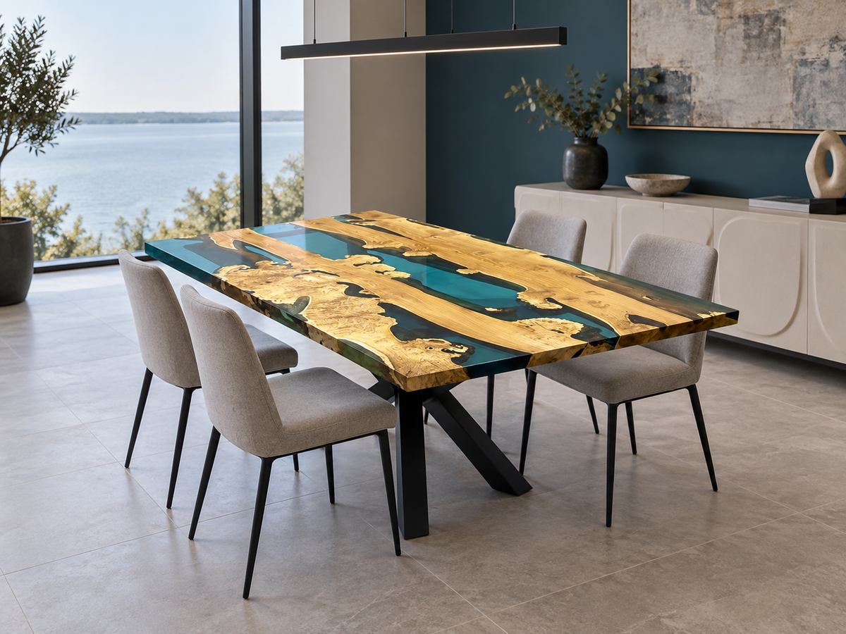 Esstisch Blu Lagune im Wohninterieur